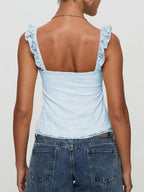 Fashion Women's Lace Floral Patchwork Cami Tops Sleeveless Open Back Low Cut