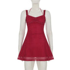 Polka Dot A Line Mini Dress With Ruched Strapless Backless Silhouette