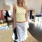 Polka Dot O Neck Crop Tank For Women
