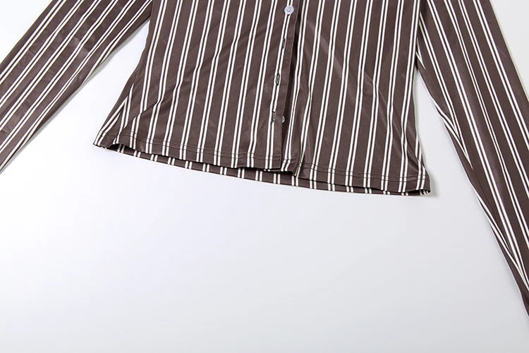 Stripe Print two piece Set With Crop Blouse And Hip Skirt