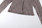 Stripe Print two piece Set With Crop Blouse And Hip Skirt