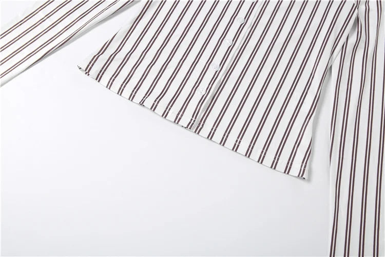 Stripe Print two piece Set With Crop Blouse And Hip Skirt