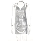 Sequin Backless Party Dress With Hanging Neck