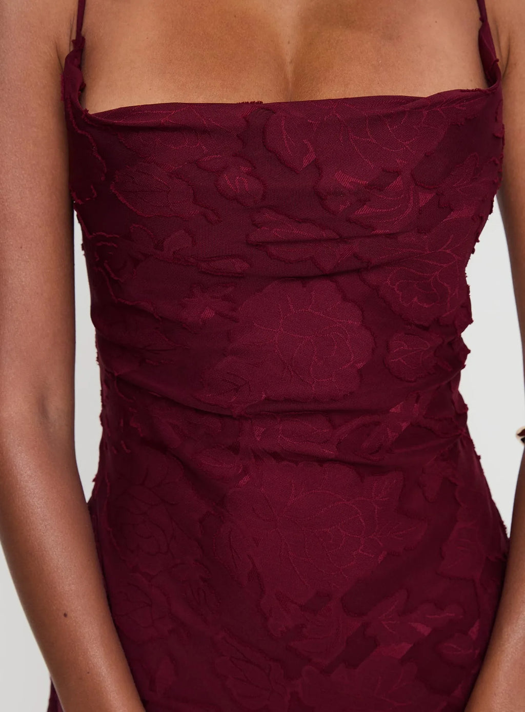 Romantic Floral Jacquard Maxi Dress With Spaghetti Straps Ruched