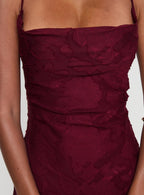 Romantic Floral Jacquard Maxi Dress With Spaghetti Straps Ruched