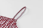 Stripe Two Piece Set With Elastic Camisole And Ruched Shorts l