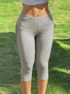 Women's Y2K Street Style Black Slim Fit Capri Pants Side Slit Design