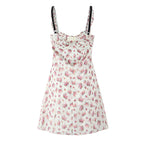 Floral Print Women Sexy Hollow Out Backless A-line Sling Mini Dress