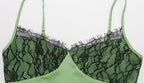 Green Camisole Lace Patchwork Slim Sheath Mini Dress
