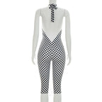 Polka Dot Halter Romper For Women Backless Sleeveless Slim Fit