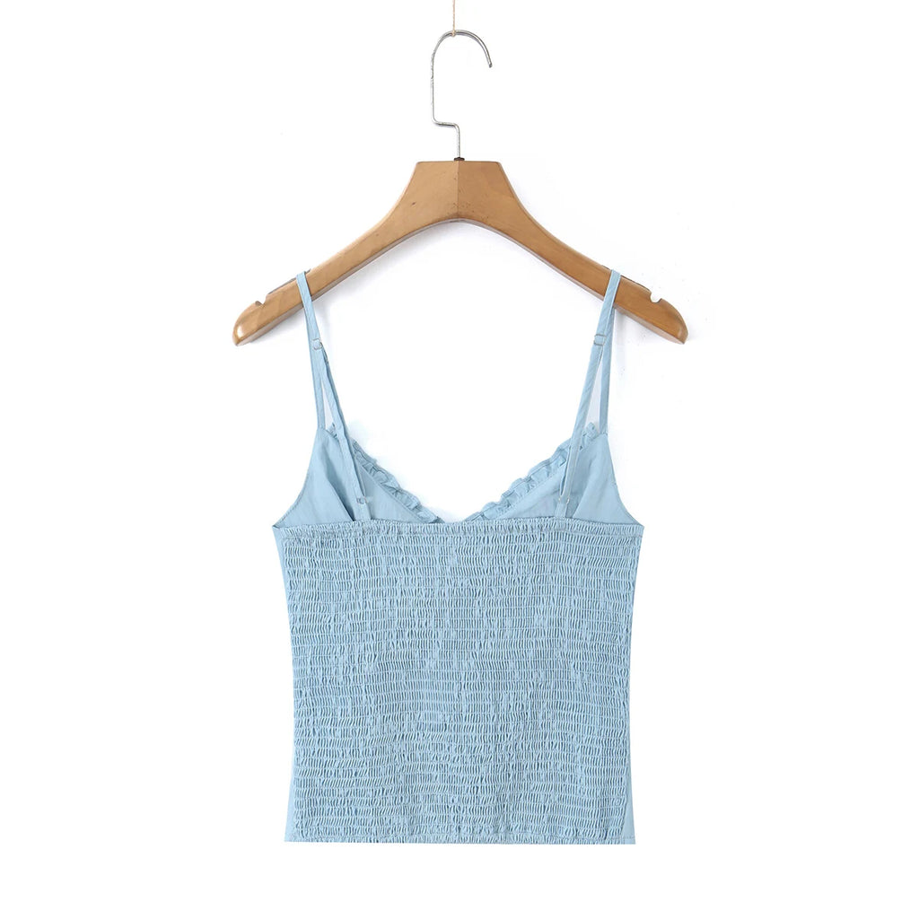 Sleek Backless V Neck Bow Crop Camisole Top