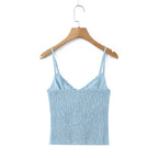 Sleek Backless V Neck Bow Crop Camisole Top