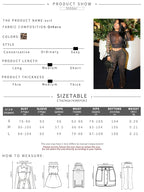 See Through two piece Set With Full Sleeve Crop Top And Skinny Pants