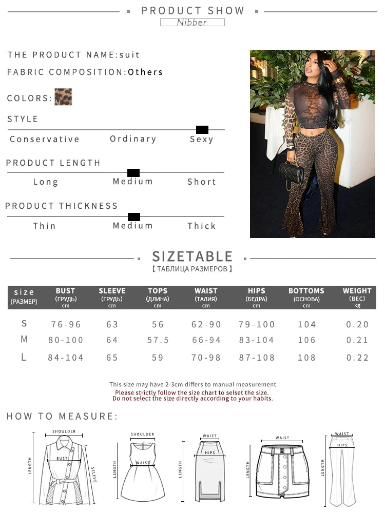 See Through two piece Set With Full Sleeve Crop Top And Skinny Pants