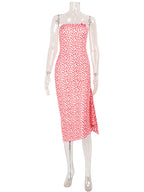 Heart Print Strapless Hip Wrap Sheath Dress