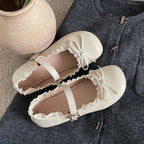 Lolita Inspired Mary Jane Flats With Bow Lace Pu Leather Soft Sole Slip On