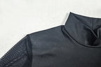 Backless Maxi Dress With Turtleneck Mesh Patchwork