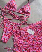 Beachwear Set With Skirted Bikini Top Push Up Bandeau Swimsuit