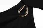 Off Shoulder Metal Buckle Tank Top For Women High Stretch Body Skimming Street Style
