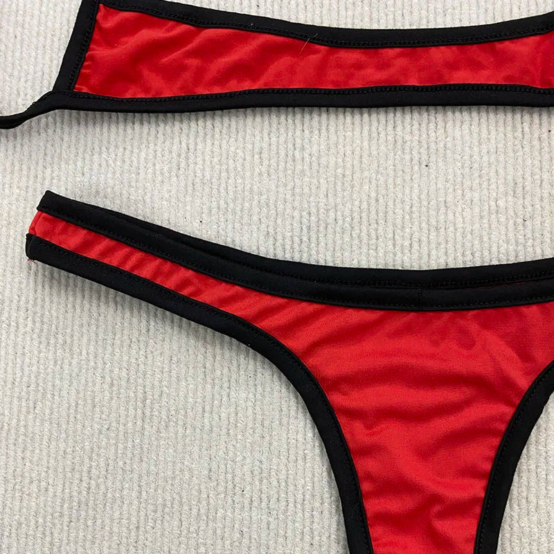 Y2K Retro Contrast Color Bikini With Backless Design And Adjustable Straps For Summer Beachwear