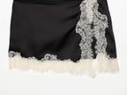 Lace Hem Mini Skirt Mid Waist Above Knee Length