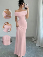 Off Shoulder Bodycon Midi Dress