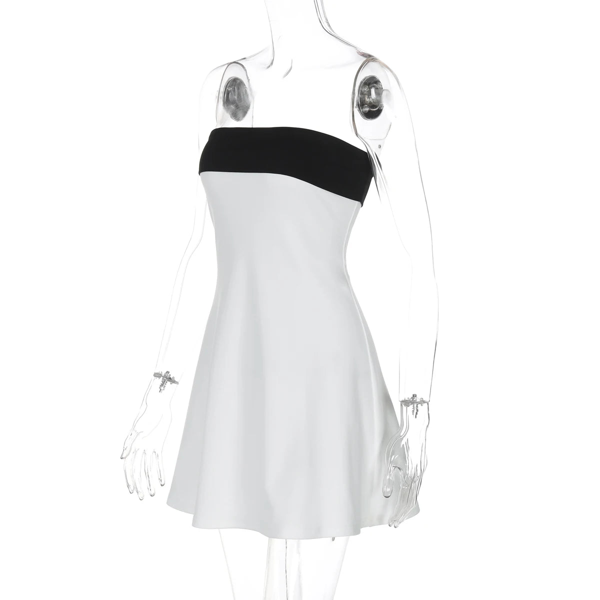 Block Strapless Patchwork Mini Dress
