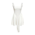 White Backless Halter Bowknot Sweet A Line Mini Dress