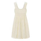 Ruffles Hem Babydoll A-line Dress Vintage Eyelet Mini Dress
