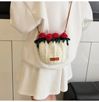 String Bucket Bag For Women Lightweight Crossbody Versatile Hollowout Design
