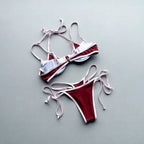Patchwork Push Up Micro Bikinis Set Ttwo Piece Halter Tie Thong