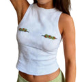 Retro Graphic Tank Top For Women Sleeveless Crop Vest Casual Streetwear Style Summer Chic