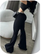 Sexy Slim Two Piece Set For Women Short Sleeve Square Collar Top High Waist Pants