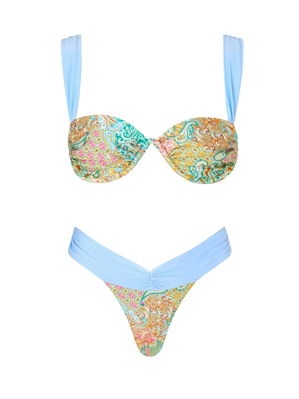 Triangle Striped Micro Bikini Set For Women
