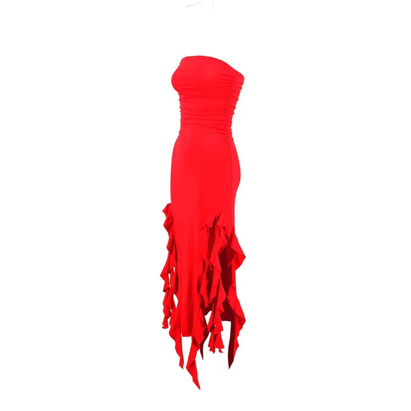Tube Top Strapless Sexy Midi Dress