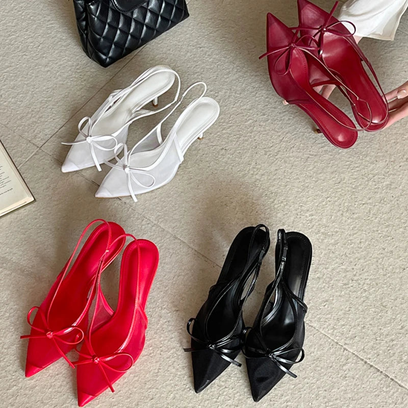 Butterfly Knot Pointed Toe Thin Stiletto High Heels