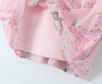 Vintage Pink Floral Print Mini Sexy Women's Dress
