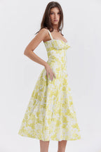 Spaghetti Strap Maxi Dress With Wrap Bow Lace Up Front Elegant Long Gown
