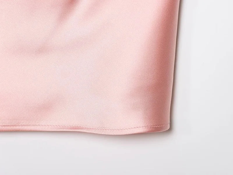Elegant Satin Backless Halter Top For Women Off Shoulder