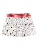 Cherry Plaid Y2K Backless Crop Top Skirt Set