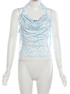 Polka Dot Halter Tank Top Backless Camisole