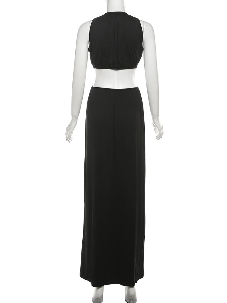 Waistless Chic Sequined Ankle Length Dress