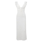 Knit Dress With Backless Hollow Out Lace Up Solid A Line Sleeveless