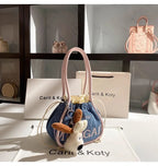 Cute Denim Embroidered Hobo Bag With Textured Finish