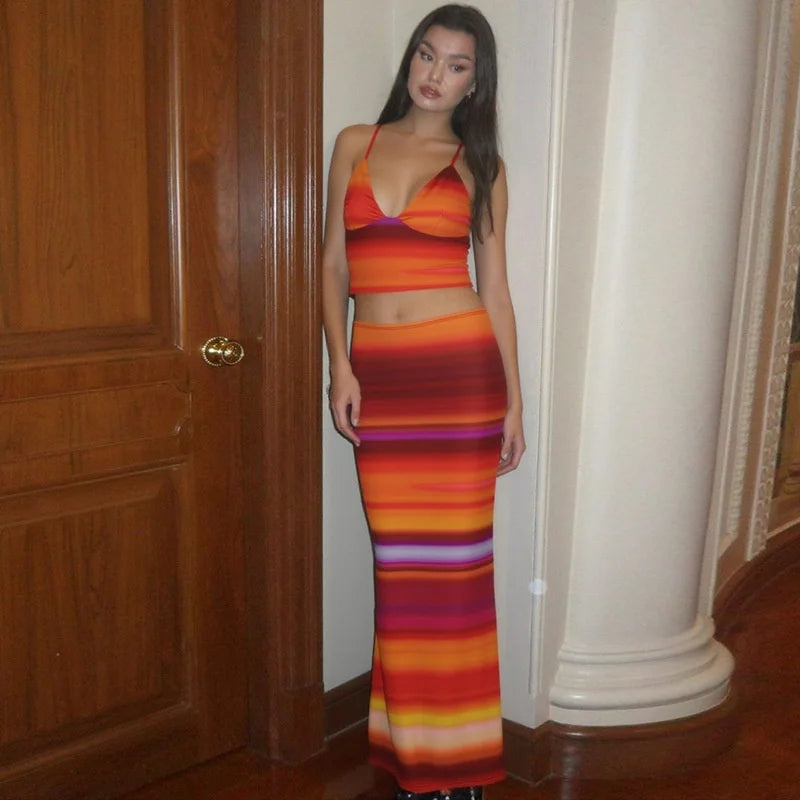 Crop Top And Maxi Skirt Set