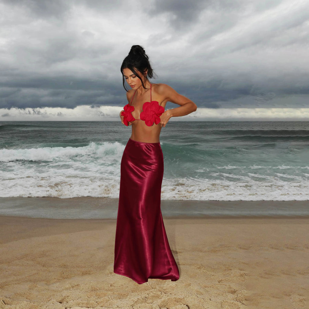 Three Piece Bandage Bikini With Skirt Bathing Suit For Women Brazilian Style A Line Skirt Summer Swimwear