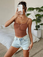 Cropped Corset Top With Suspenders Chic Retro Camisole Vest