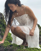 Lace Strap Boho Camisole Top Sheer Cotton Rayon Sleeveless