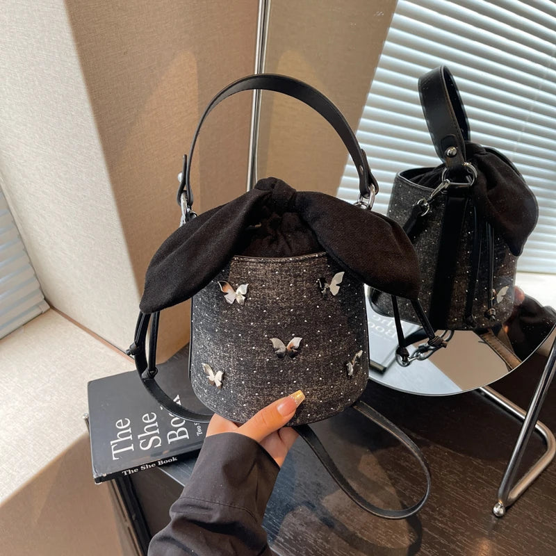 Sweet Butterfly Denim Mini Crossbody Bag
