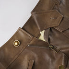 Vintage PU Leather Mini Shorts For Women With Zip Pockets Low Rise